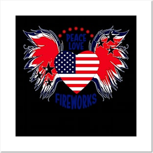 Peace Love Fireworks Shirt, Fireworks Shirt, Patriotic Shirt, 4th Of July Shirt, American Flag Shirt, Independence Day Posters and Art
